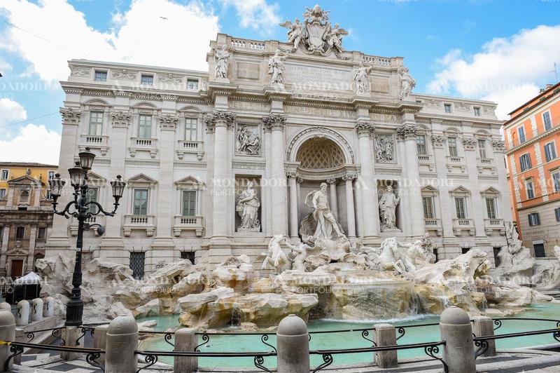 Fontana di Trevi empty and without turists due to the Coronavirus pandemic (Covid-19). Rome (Italy), April 30th 2020