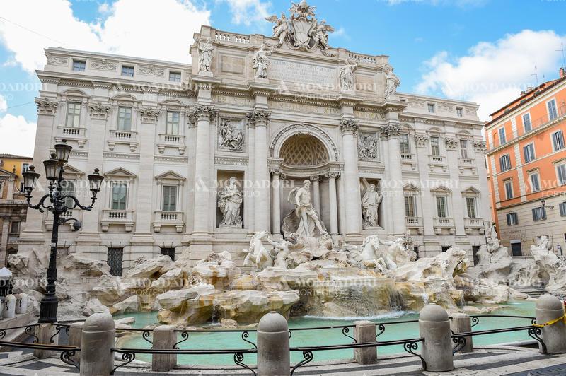 Fontana di Trevi empty and without turists due to the Coronavirus pandemic (Covid-19). Rome (Italy), April 30th 2020