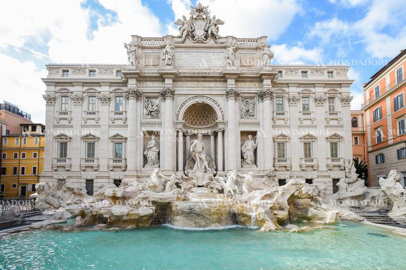Fontana di Trevi empty and without turists due to the Coronavirus pandemic (Covid-19). Rome (Italy), April 30th 2020