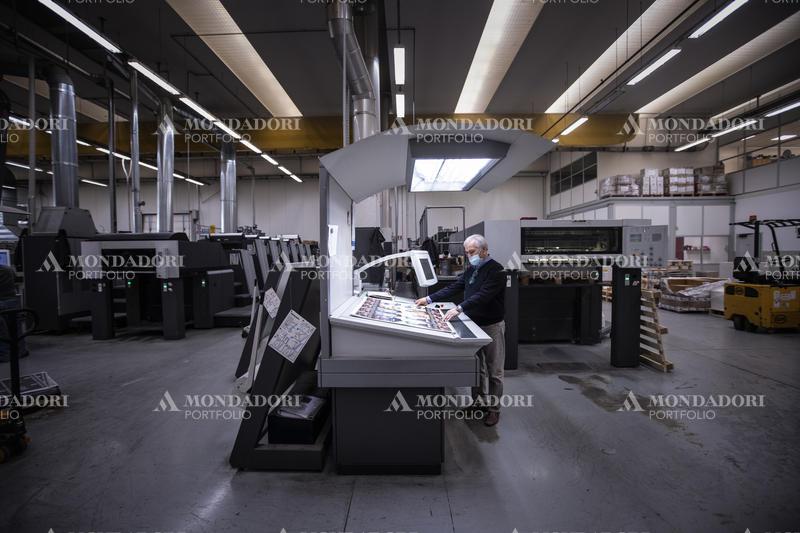 Machinery used for printing film and concert posters. Paullo (Italy), February 18th, 2021