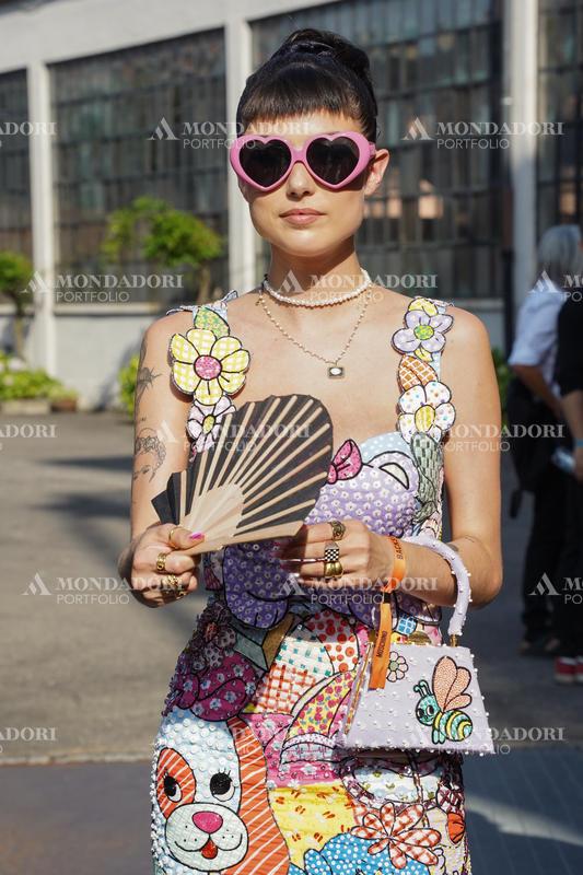 Italian influencer and model Giorgia Soleri guest at the Moschino fashion show of Milan Fashion Week Men's Collection Spring Summer 2023. Milan (Italy), June 19th, 2022