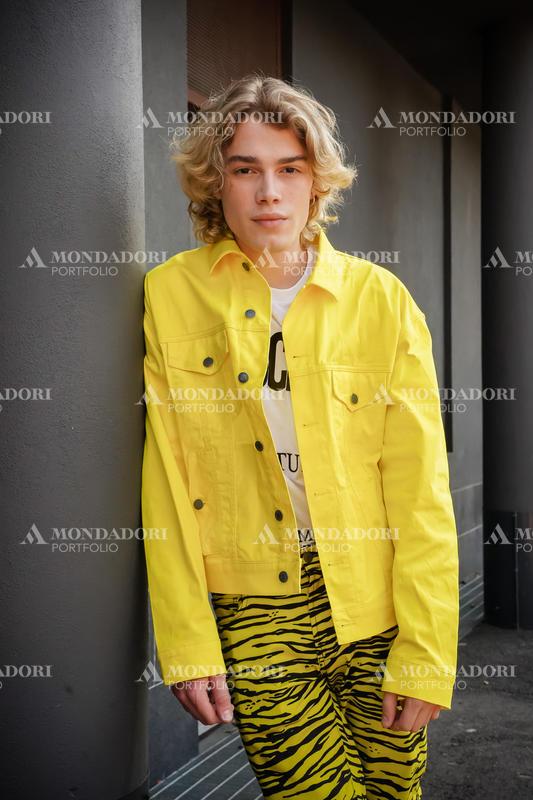 Italian rapper Biondo guest at the Moschino fashion show of Milan Fashion Week Men's Collection Spring Summer 2023. Milan (Italy), June 19th, 2022