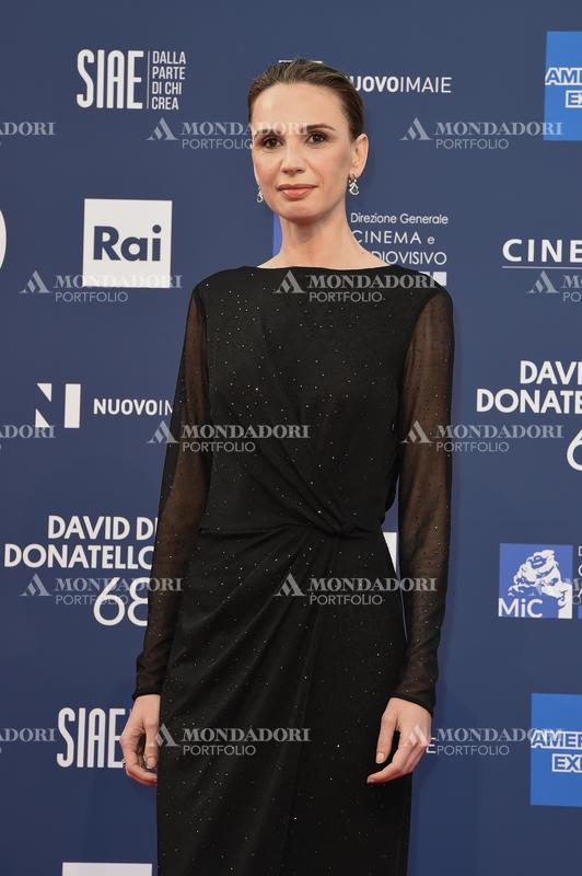 The Italian actress and comedian Emanuela Fanelli during the red carpet for the award ceremony of the David di Donatello 2023. Rome (Italy), May 10th, 2023. 